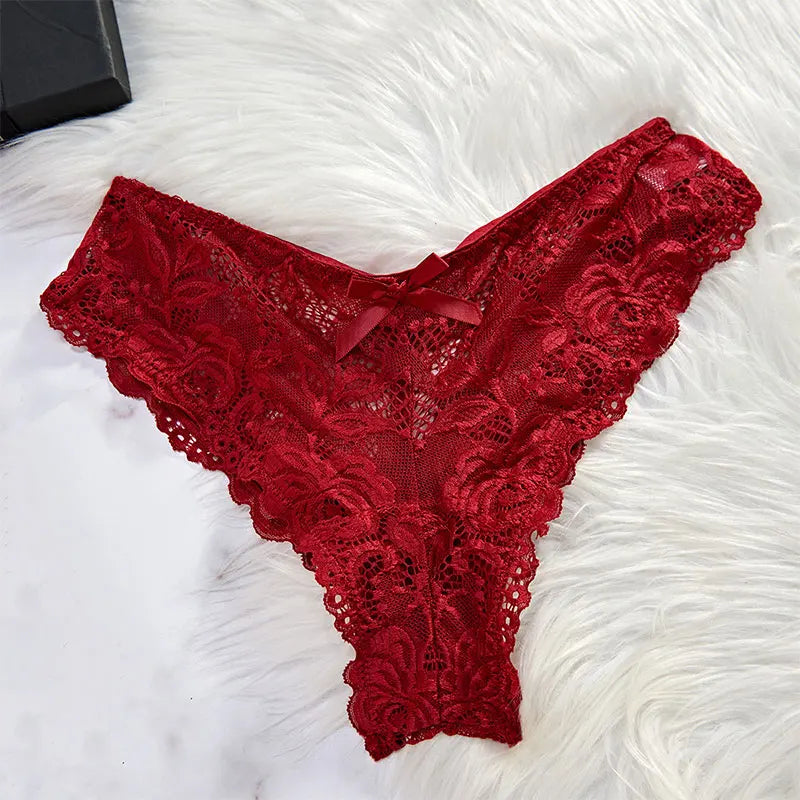 Ensemble de lingerie en dentelle à volants pour femmes, string sexy